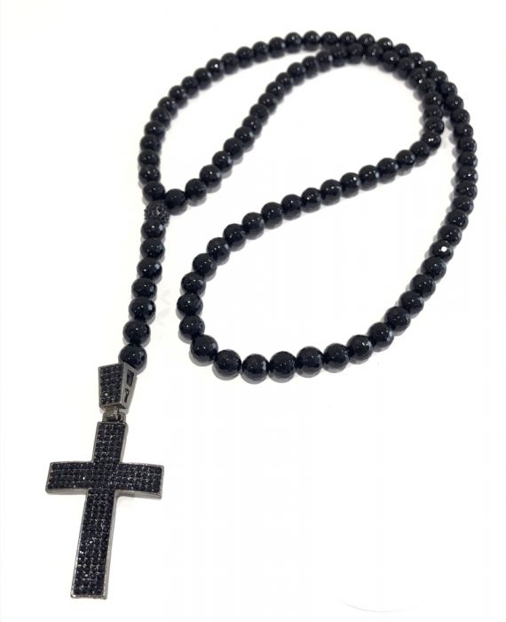 black onyx rosary necklace