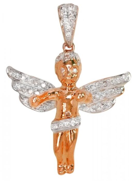 10k Rose Gold Two Tone .58ct Diamond Angel Pendant - Image 3