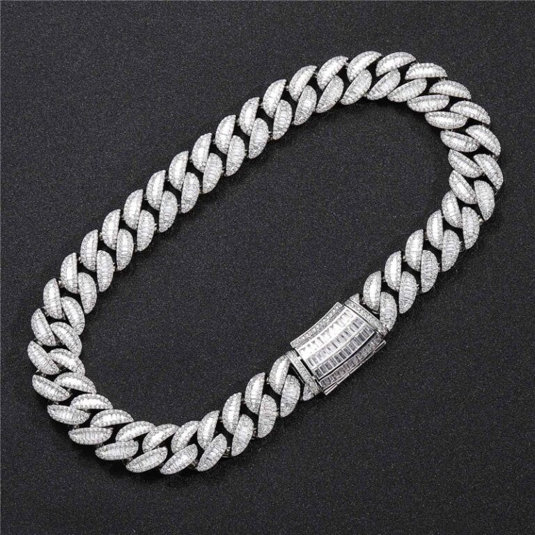 20mm Iced Out Baguettes Cuban Chain Solid Links Heavy | AJwatches