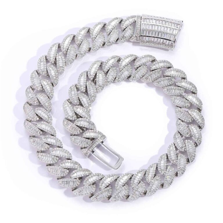 20mm Iced Out Baguettes Cuban Chain Solid Links Heavy | AJwatches