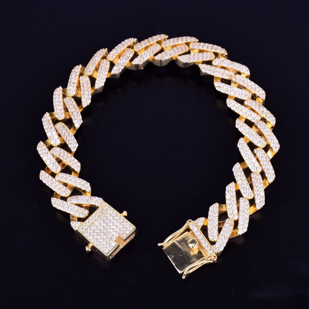 Buy 14mm Cuban Link Chain Iced Out Bracelet, Hip Hop Bling, Unisex Bracelet,  Gift for Him/her, Natural Moissanite Cuban Bracelet Sterling Silver Online  in India - Etsy