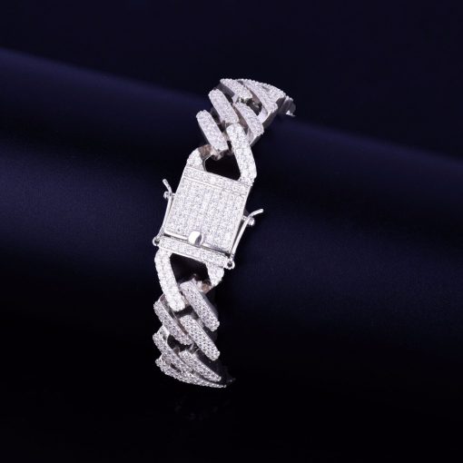 14mm Miami Cuban Bracelet Iced Out Gold Tone or White Gold Micro Pave CZ - Image 3