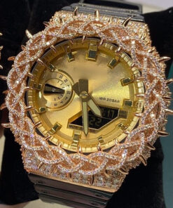 Alternative view of Custom G-Shock GA2100GB-1A – Rose Gold Bezel w/ VVS Moissanite Diamonds