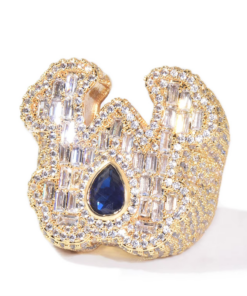 Alternative view of Mens M Initial Ring Baguettes Gold Tone or White Gold