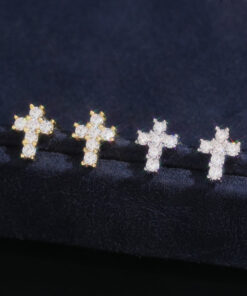 Real VVS Moissanite Small Cross Stud Earrings