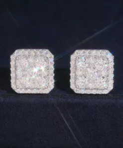 Real VVS Moissanite Square Stud Earrings