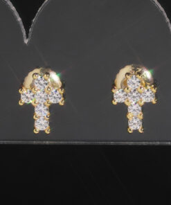 Real VVS Moissanite Small Cross Stud Earrings