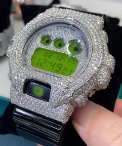 Alternative view of Custom G-Shock DW6900 – Fully Iced Out Case w/ VVS Moissanite Diamonds