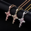 Snake Cross Pendant Iced Out Micro Pave CZ + Chain