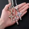 Snake Cross Pendant Iced Out Micro Pave CZ + Chain - Image 2