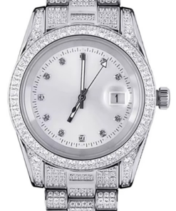 Custom VVS Simulated Diamonds 41mm Mens Stainless Steel Watch